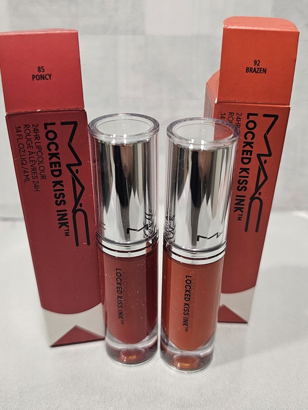 2pc Bundle - MAC Locked Kiss Ink 24HR Lipcolour 85 Poncy & 92 Brazen